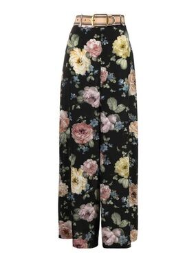 Zimmerman Floral Wide-Leg Pants in Black